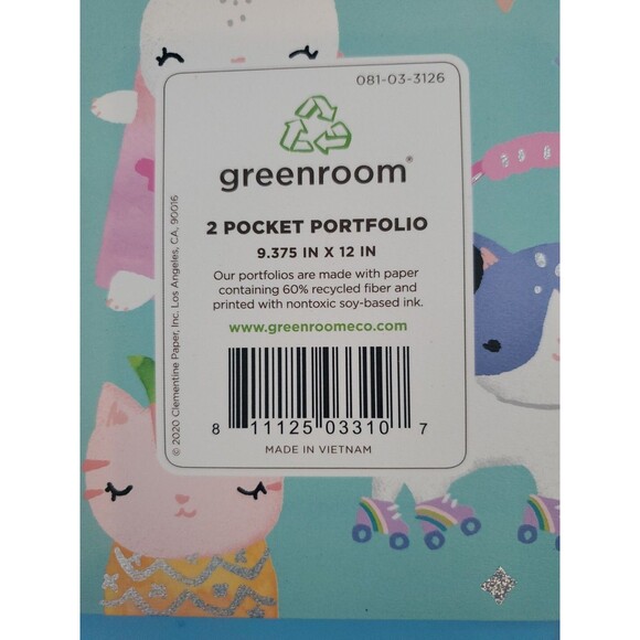 2 Pocket Folder 3 Prong Plastic Novelty Print Cat Dogs Greenroom - Picture 6 of 9